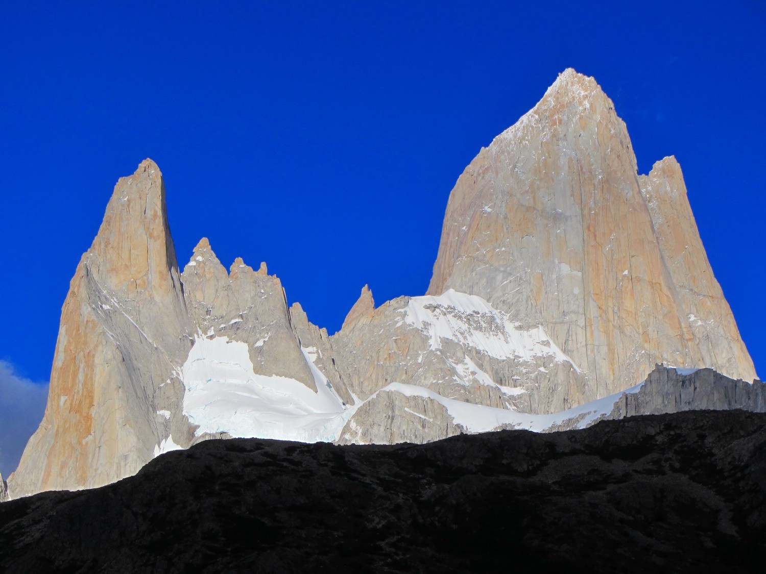 East faces of Cerro Poincenot and Cerro Fitz Roy in the morning light
